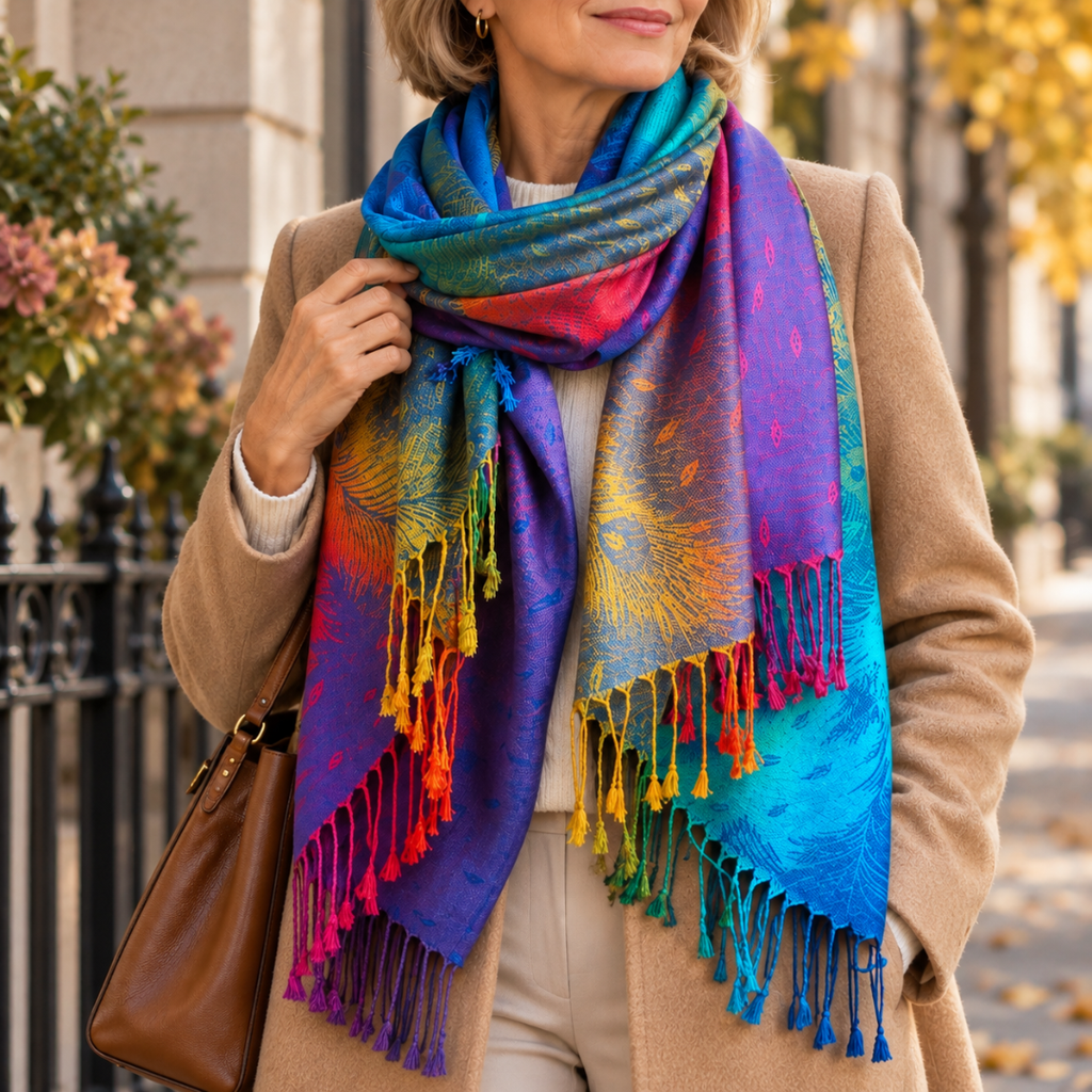 Elora | Gradient Fringed Wrap Scarf
