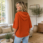 Evie | Ribbed Half-Zip Hooded Knit Top