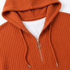 Evie | Ribbed Half-Zip Hooded Knit Top