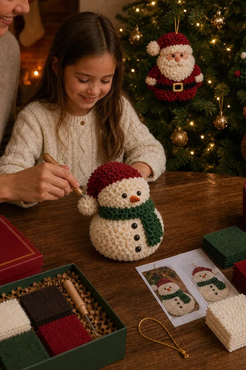 Fabric-Poke Snowman Christmas Ornament Kit