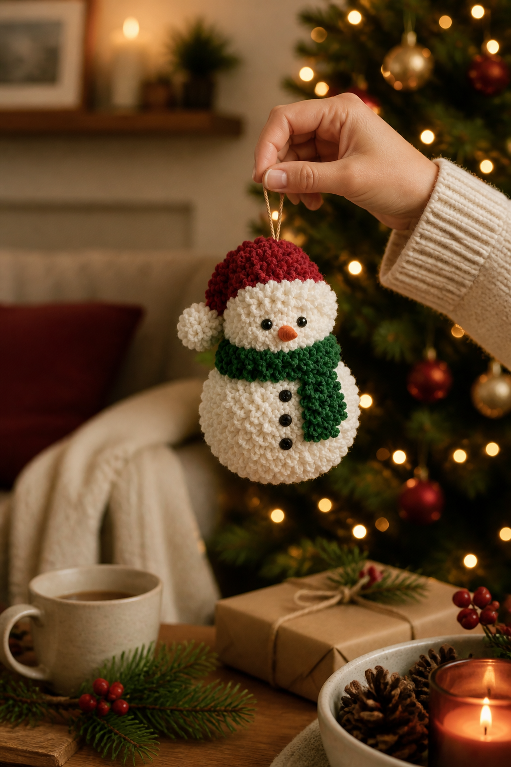 Fabric-Poke Snowman Christmas Ornament Kit