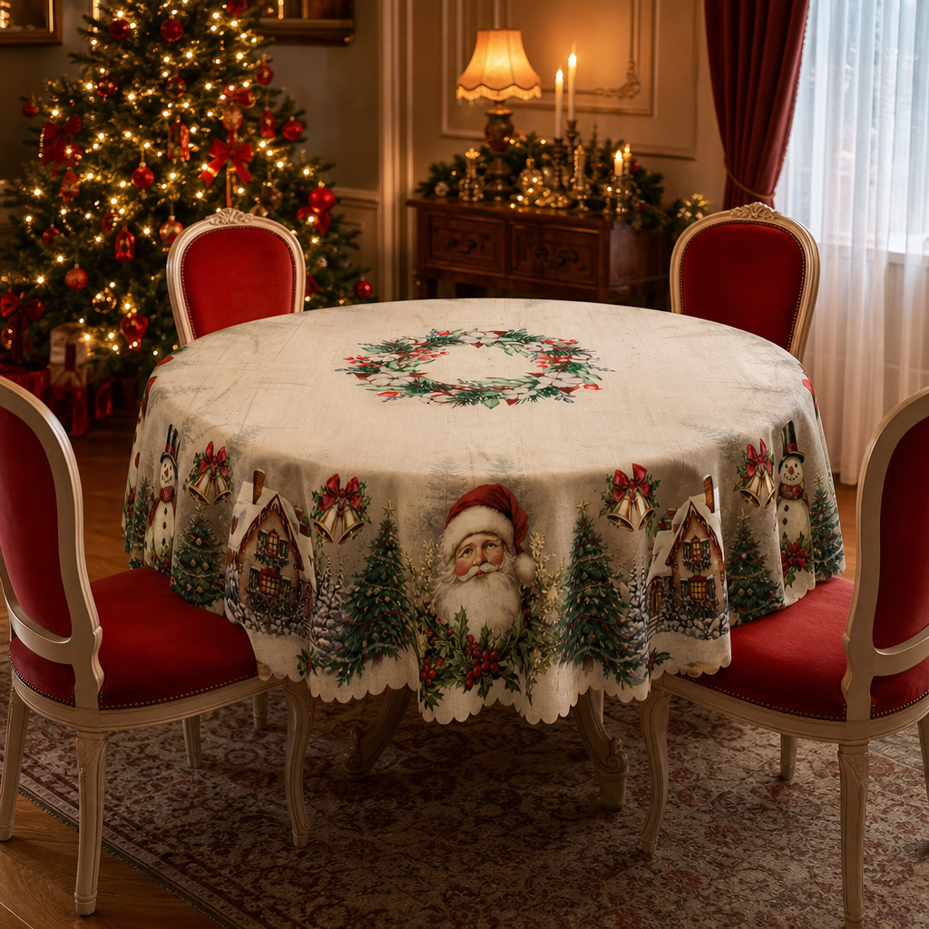 Festive Embossed Print Tablecloth