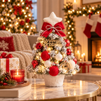 Pre-Decorated Flocked Tabletop Christmas Tree