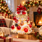 Pre-Decorated Flocked Tabletop Christmas Tree
