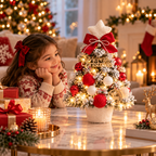 Pre-Decorated Flocked Tabletop Christmas Tree