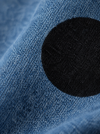 Flora oversized polka dot shirt – close-up of the denim and dot (Blue)
