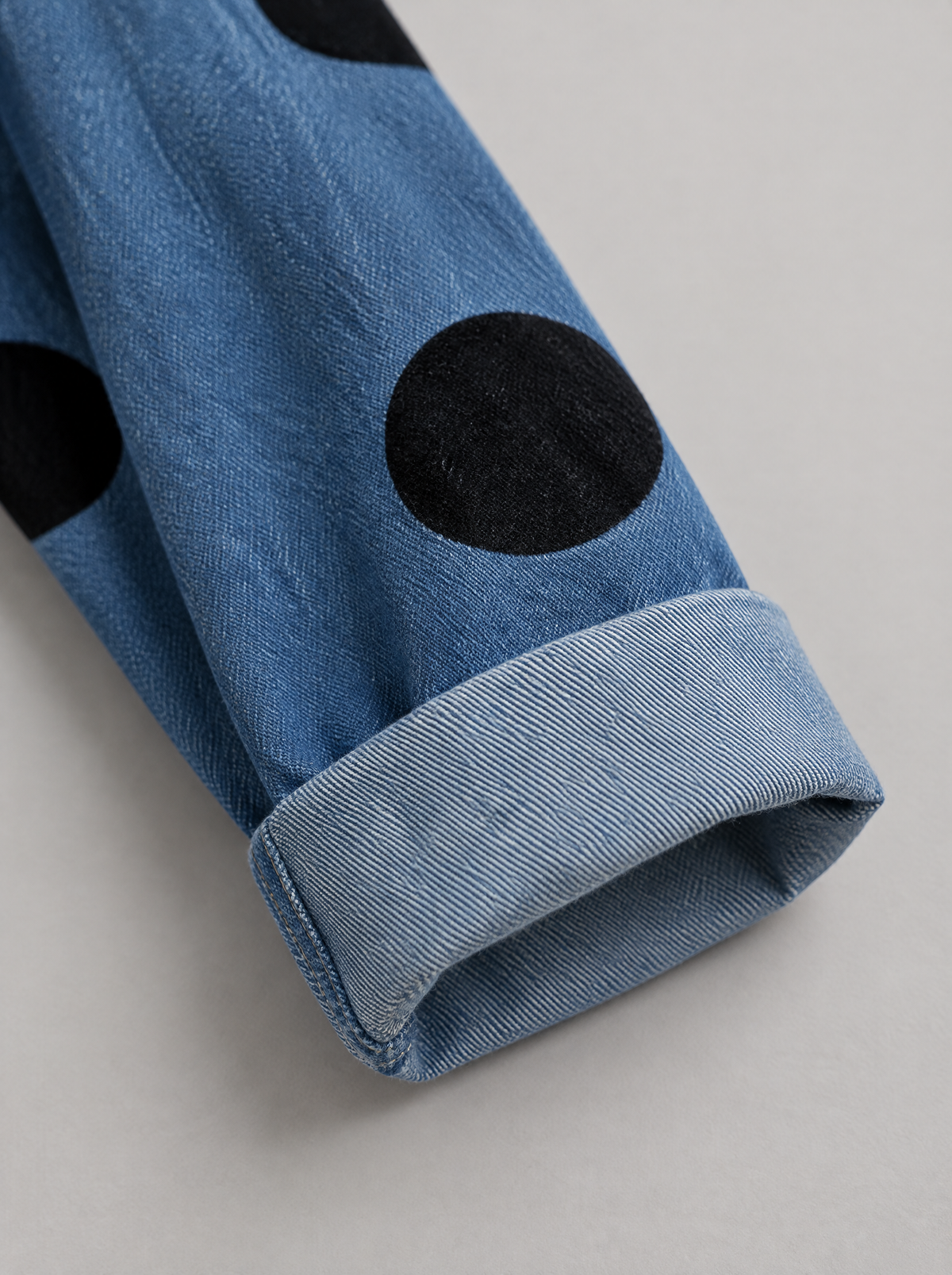 Flora oversized polka dot shirt – rolled cuff (Blue)