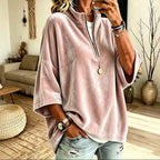 Frankie | Half-Zip Funnel-Neck Velour Pullover