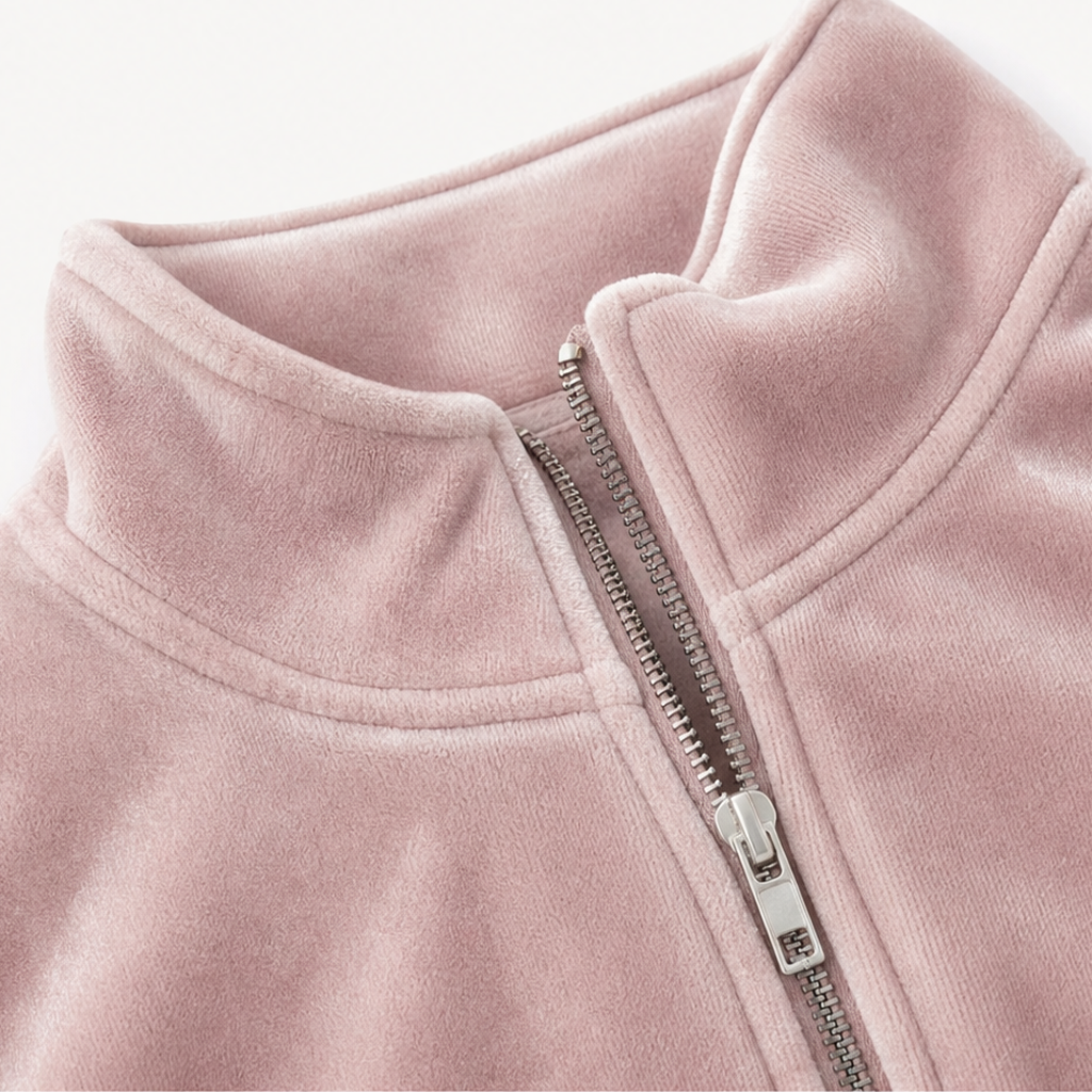 Frankie | Half-Zip Funnel-Neck Velour Pullover