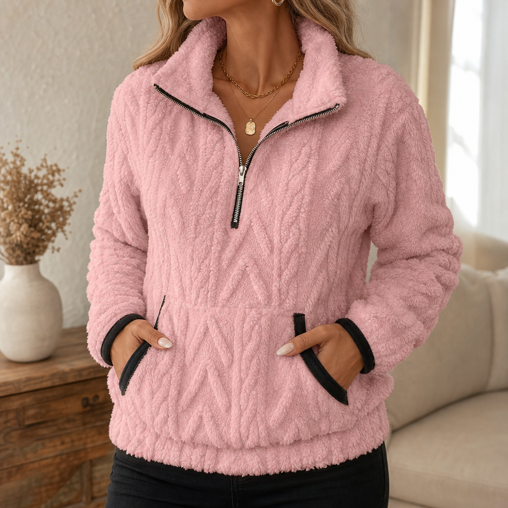 Freya | Half-Zip Fleece Sweater with Pockets