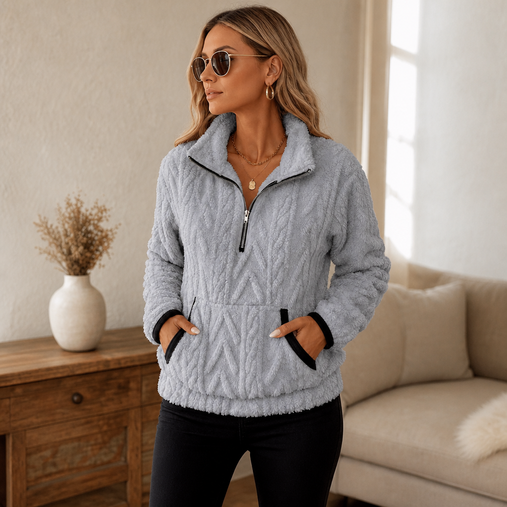 Freya | Half-Zip Fleece Sweater with Pockets