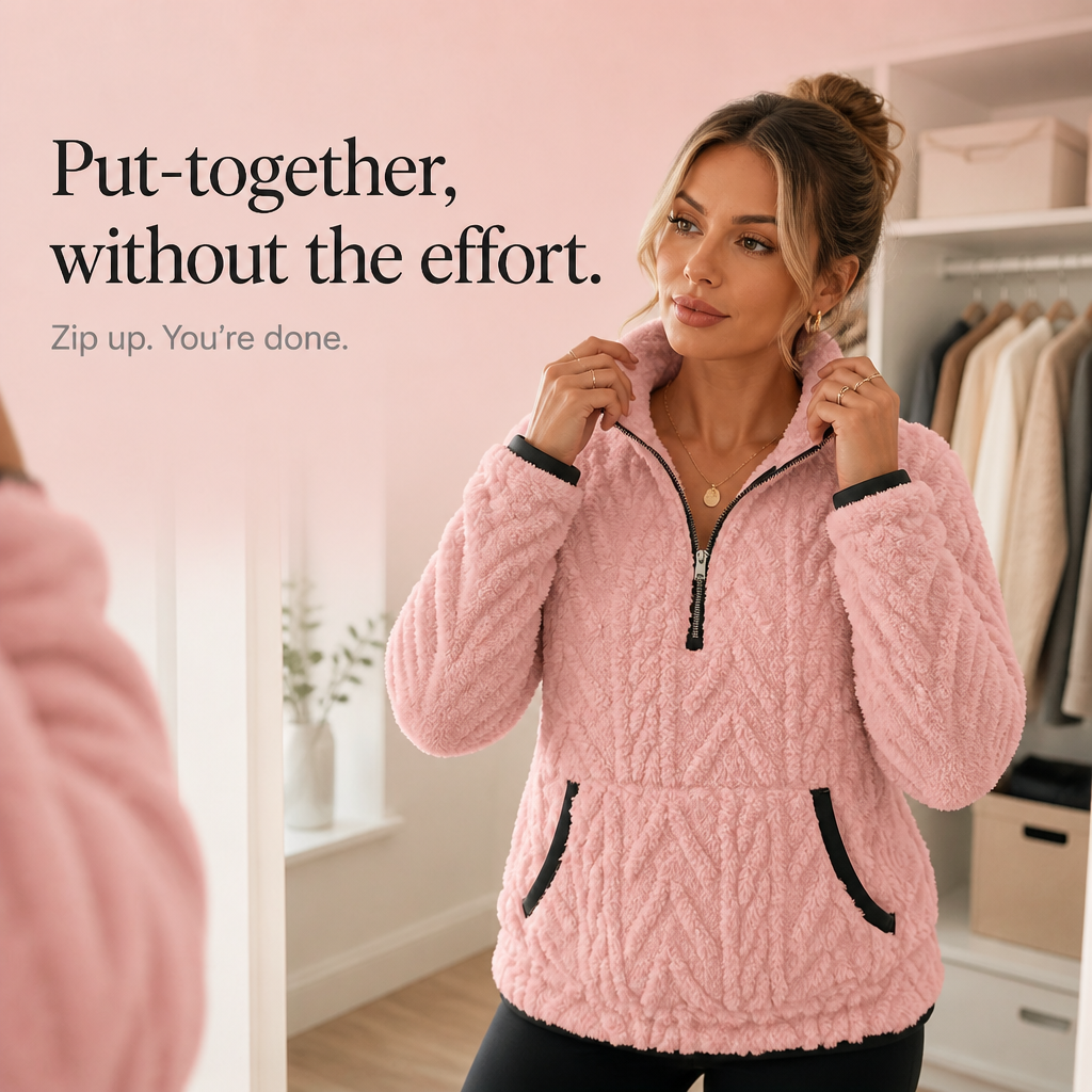 Freya | Half-Zip Fleece Sweater with Pockets