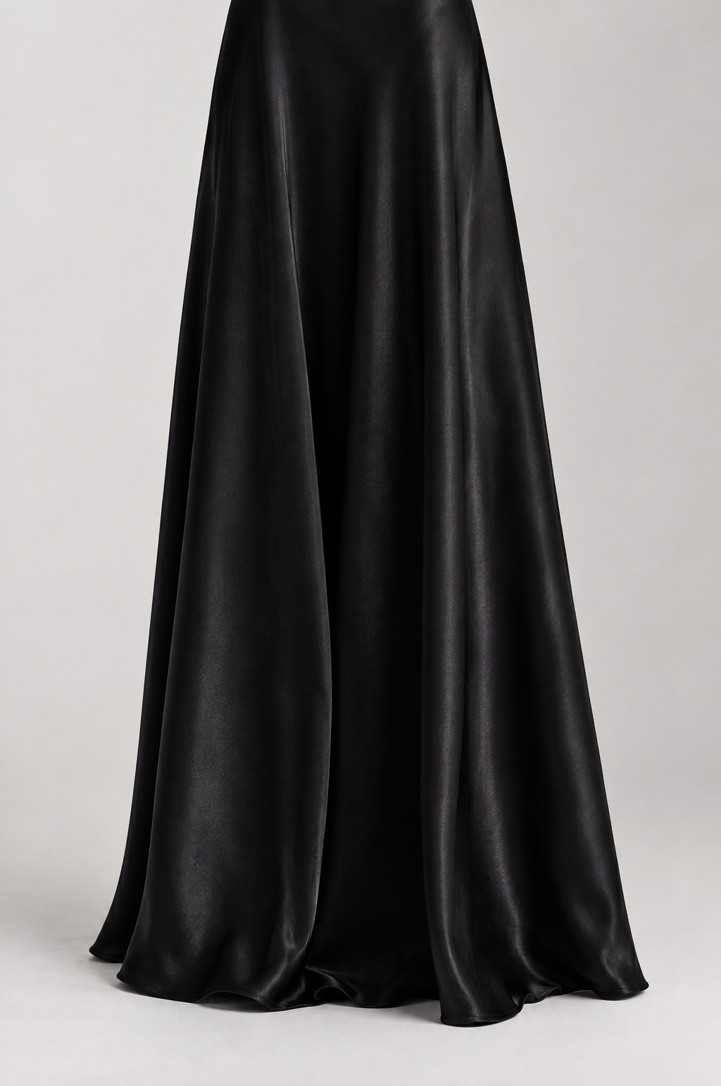 Gabriella satin corset maxi dress – flowing satin skirt (Black)