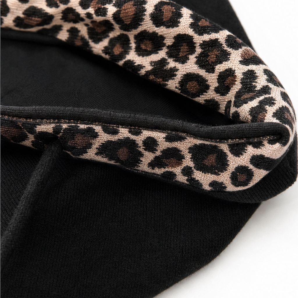 Gail | Leopard Trim Wide Sleeve Off-Shoulder Hoodie