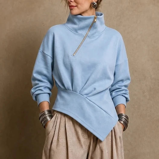 Gia | Asymmetric Diagonal-Zip Sweatshirt