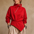 Gia | Asymmetric Diagonal-Zip Sweatshirt