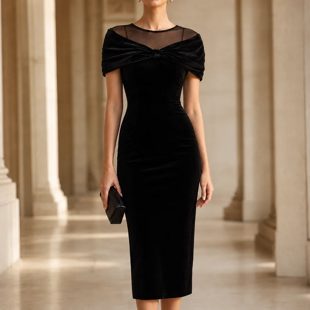 Giada | Off-Shoulder Velvet-Look Midi Dress