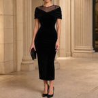 Giada | Off-Shoulder Velvet-Look Midi Dress