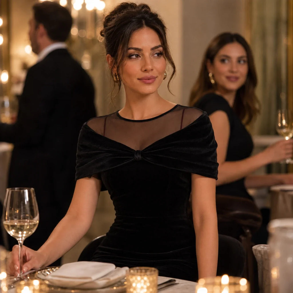Giada | Off-Shoulder Velvet-Look Midi Dress