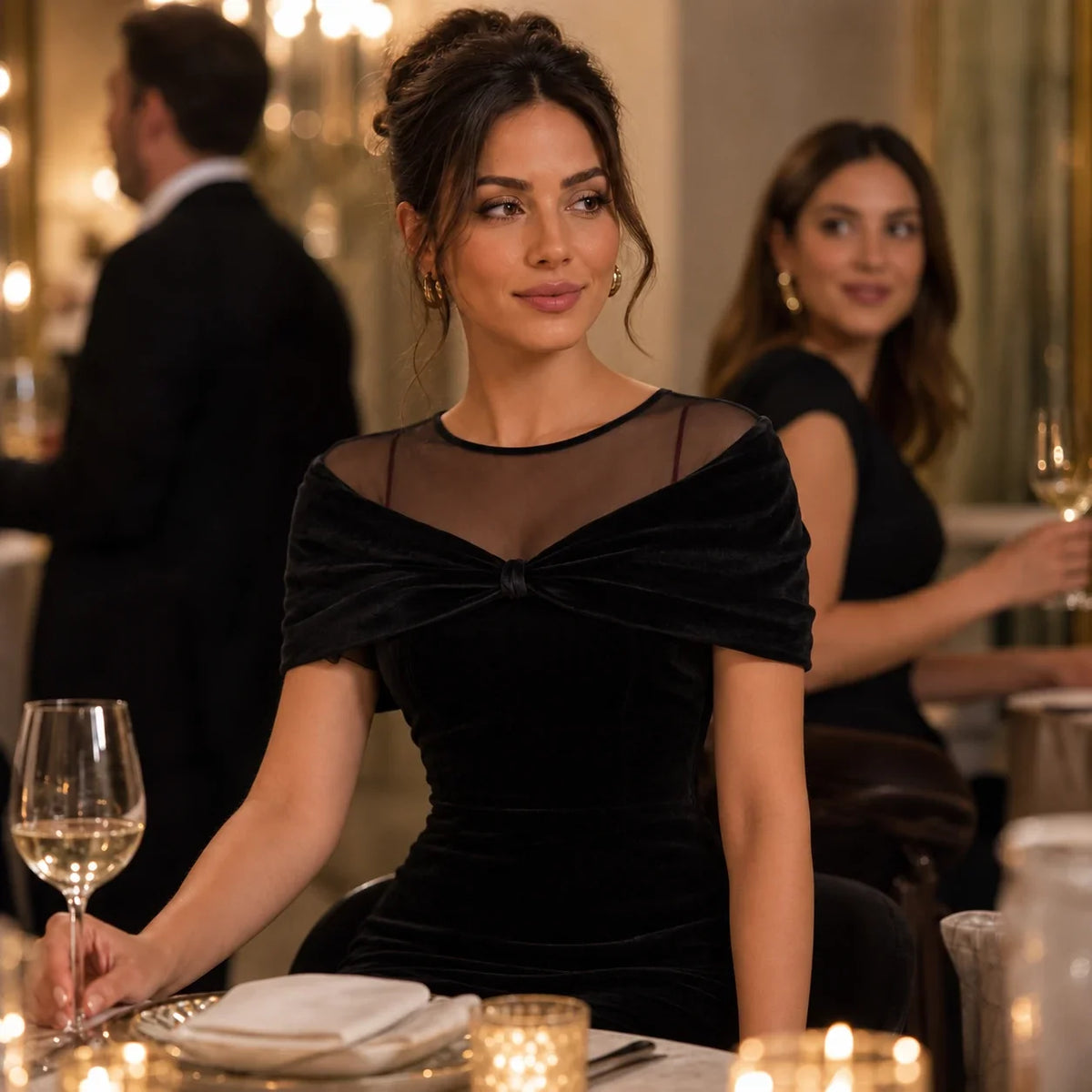 Giada | Off-Shoulder Velvet-Look Midi Dress