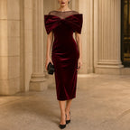 Giada | Off-Shoulder Velvet-Look Midi Dress