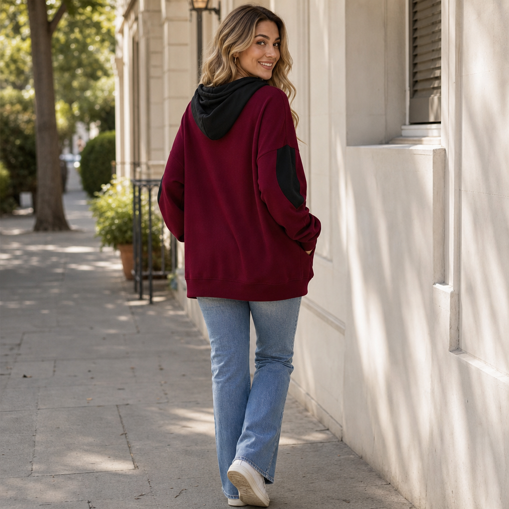 Gillian | V-Neck Color-Block Oversized Hoodie