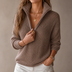 Gwendolyn | Half-Zip Textured Knit Sweater