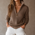 Gwendolyn | Half-Zip Textured Knit Sweater
