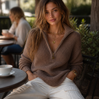 Gwendolyn | Half-Zip Textured Knit Sweater