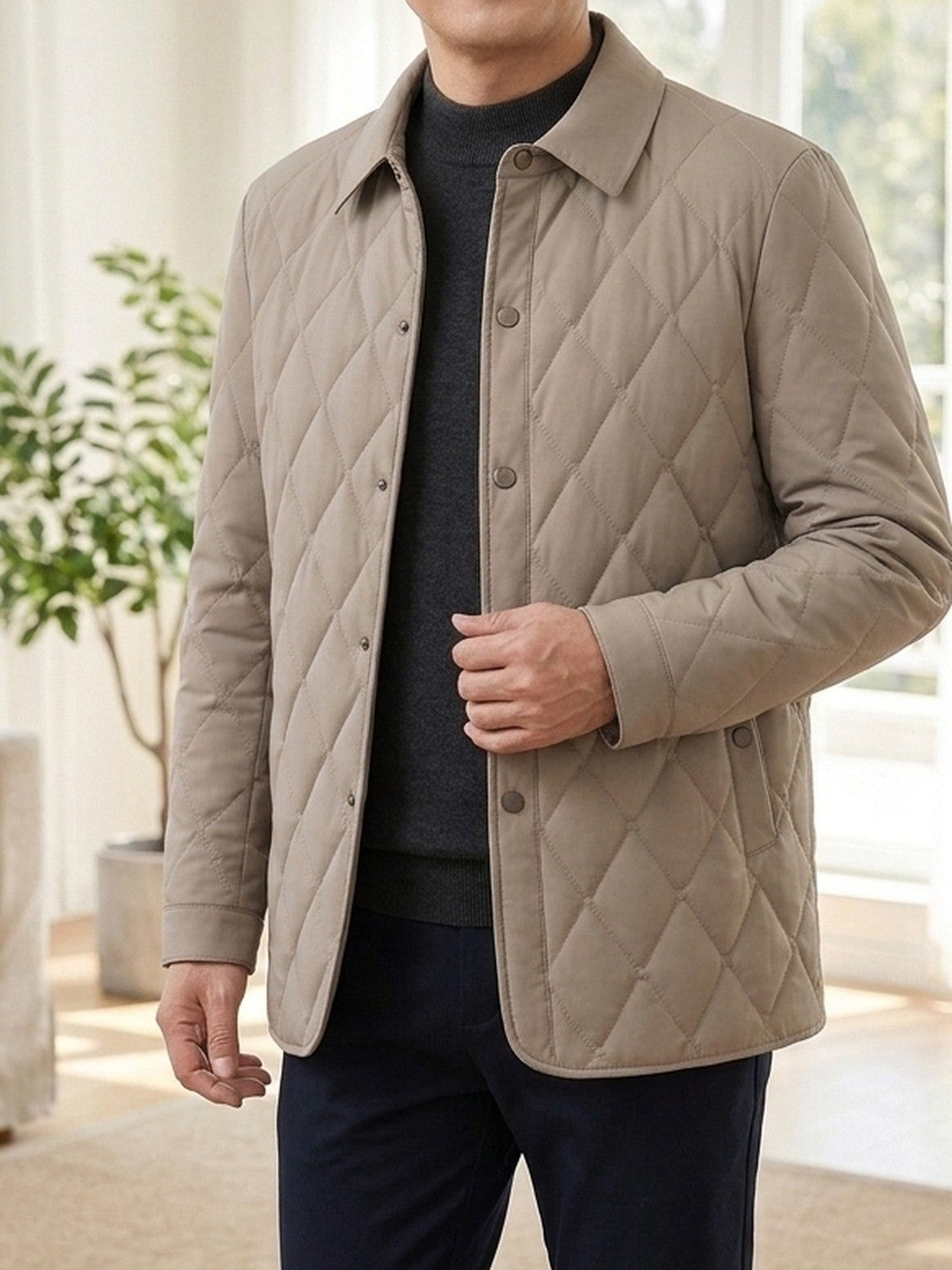 Hank | Diamond-Quilted Jacket with Lapel Collar