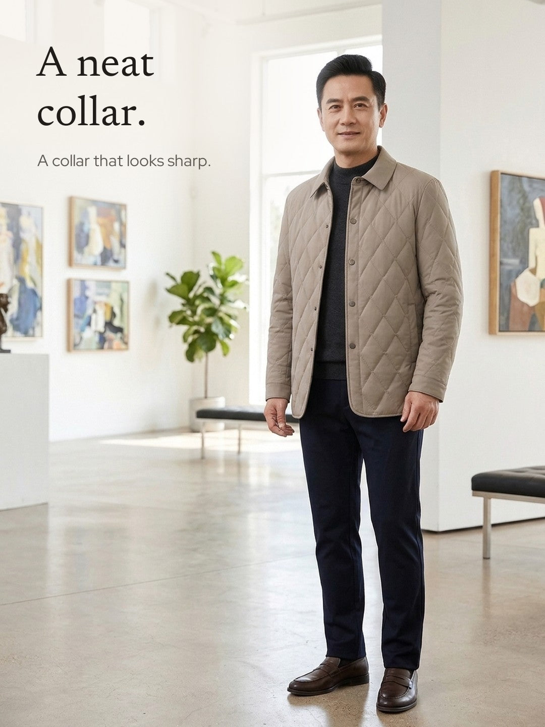 Hank | Diamond-Quilted Jacket with Lapel Collar