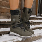 Hattie | Lace-Up Knee-High Faux Leather Snow Boots