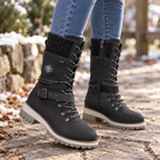 Hattie | Lace-Up Knee-High Faux Leather Snow Boots