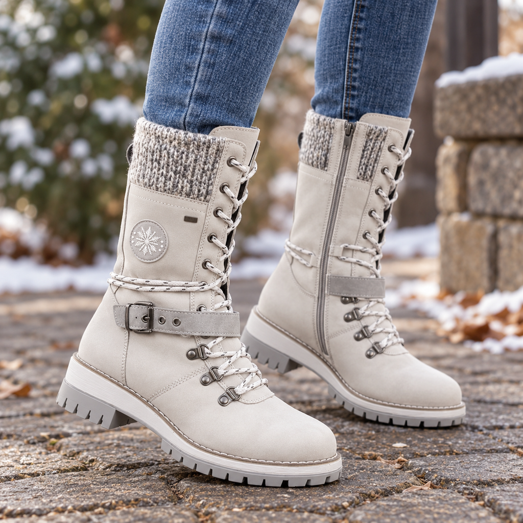 Hattie | Lace-Up Knee-High Faux Leather Snow Boots
