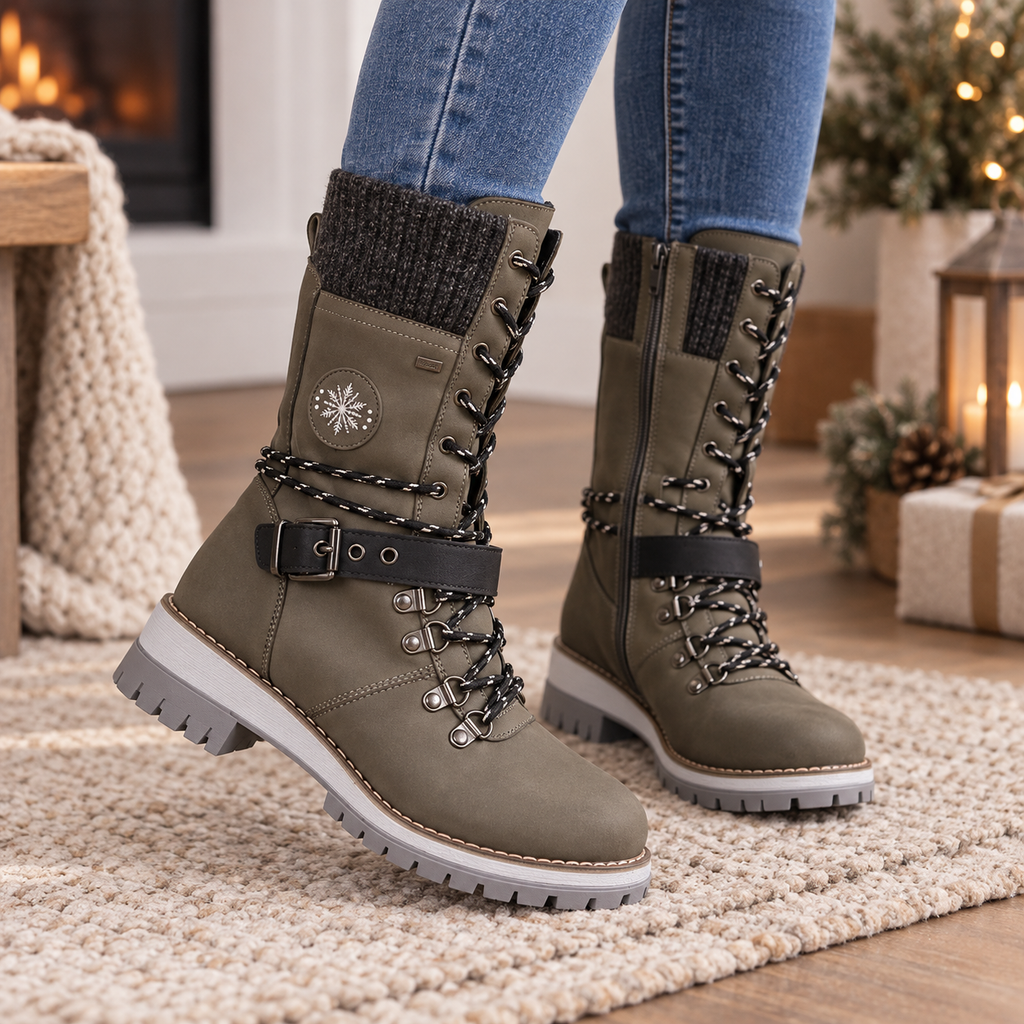 Hattie | Lace-Up Knee-High Faux Leather Snow Boots