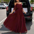 Heidi | Cold-Shoulder Chiffon-Like Maxi Dress