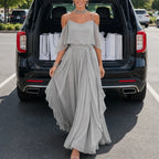Heidi | Cold-Shoulder Chiffon-Like Maxi Dress
