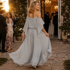 Heidi | Cold-Shoulder Chiffon-Like Maxi Dress