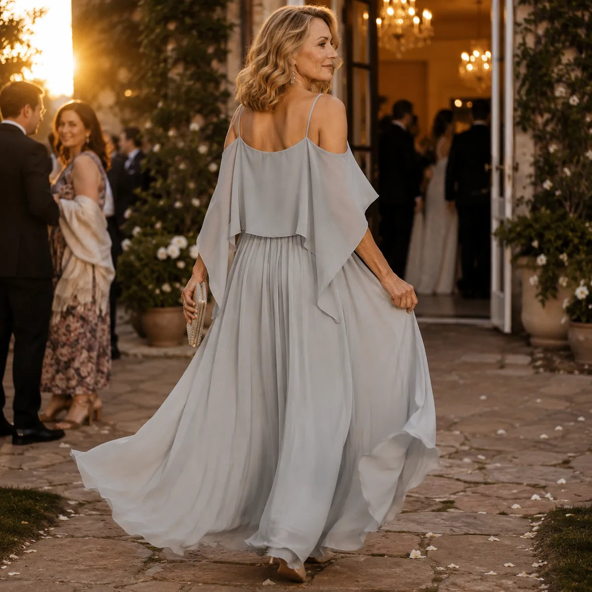 Heidi | Cold-Shoulder Chiffon-Like Maxi Dress