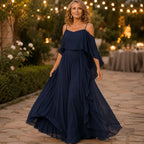 Heidi | Cold-Shoulder Chiffon-Like Maxi Dress