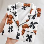 Henrietta | Highland Cow Print Three-Piece Pajama Set