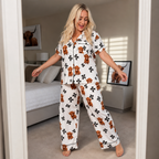 Henrietta | Highland Cow Print Three-Piece Pajama Set