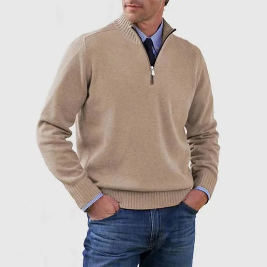 Isaac | Half-Zip Mock Neck Knit Sweater