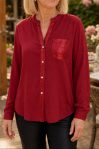 Jada | Sequin Pocket Button-Down Blouse