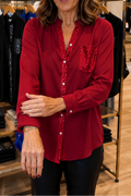 Jada | Sequin Pocket Button-Down Blouse