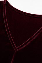 Janet | V-Neck Velvet Tunic Top with Pockets