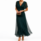 Jasmine | Off-the-Shoulder Draped Chiffon Maxi Dress