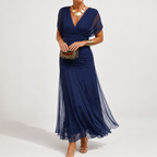 Jasmine | Off-the-Shoulder Draped Chiffon Maxi Dress
