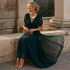 Jasmine | Off-the-Shoulder Draped Chiffon Maxi Dress
