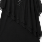 Joanna | Rhinestone V-Neck Cape Midi Dress